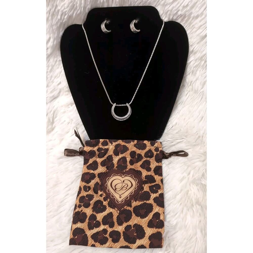 Beautiful BRIGHTON Silver Plated Horseshoe Chain Necklace & Matching Earrings